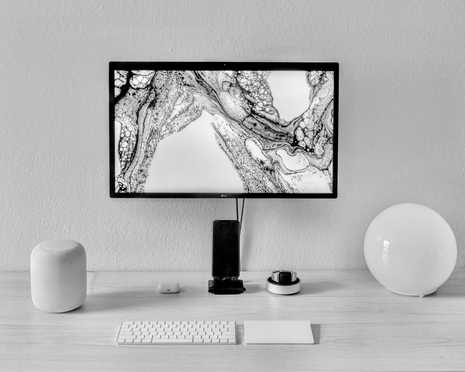 black and white abstract painting