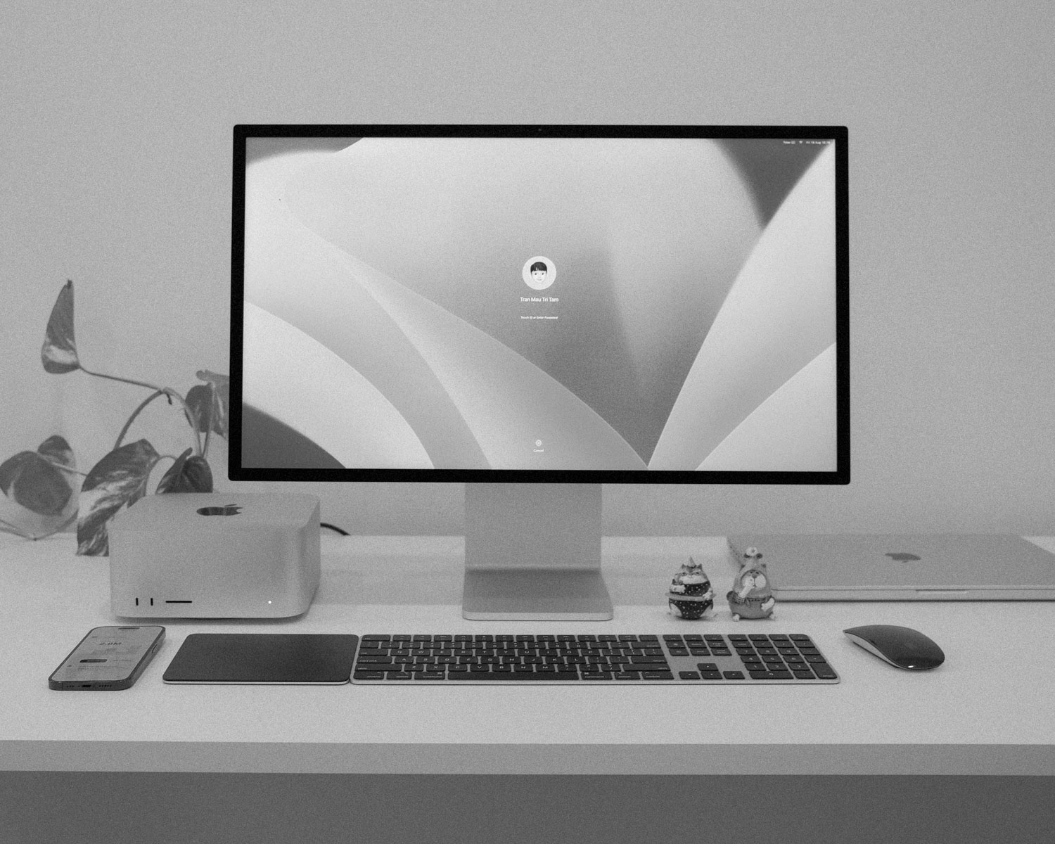 a desktop computer sitting on top of a white desk