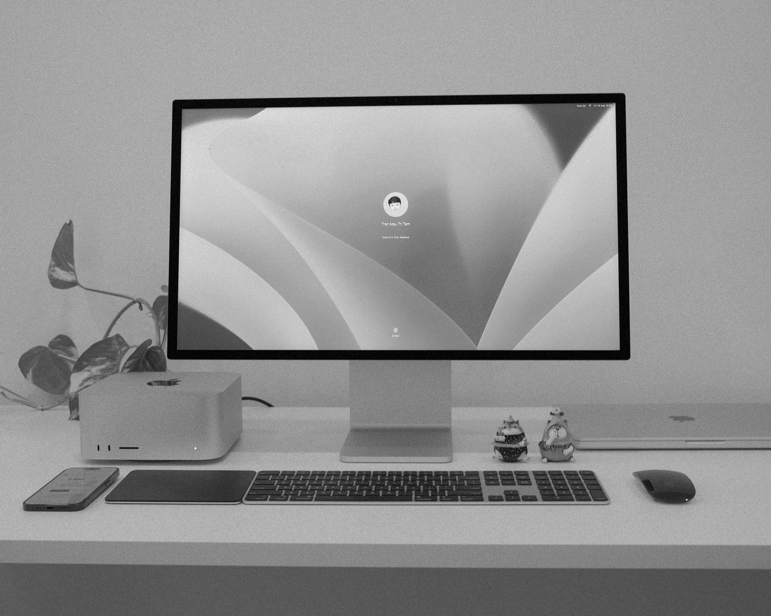 a desktop computer sitting on top of a white desk