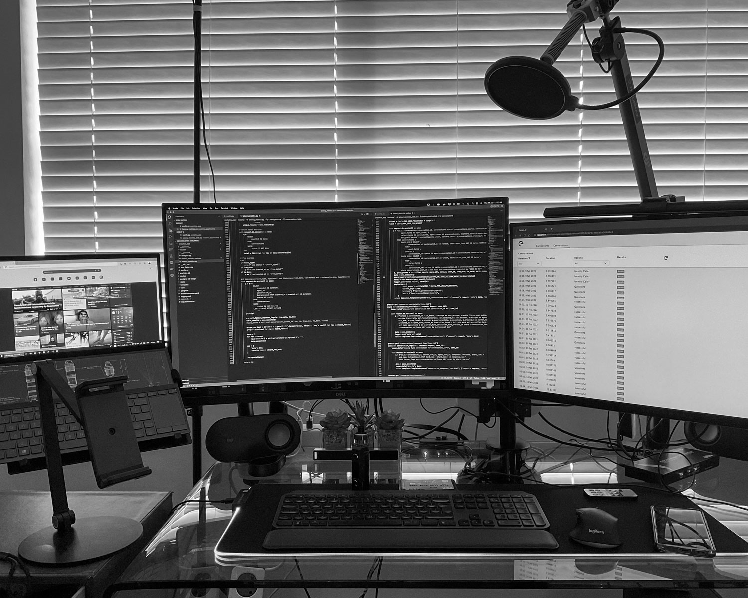 a desk with a couple of computers