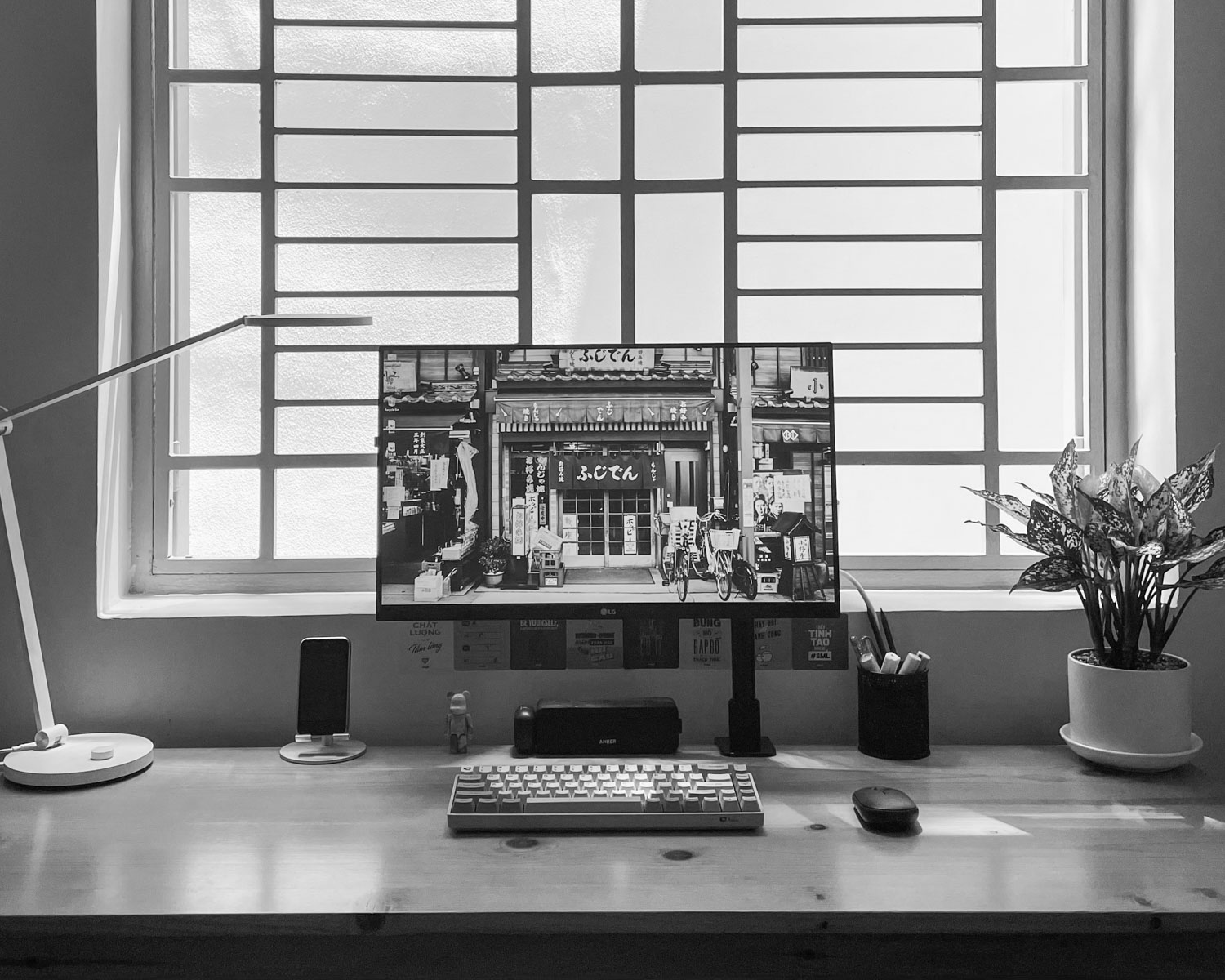 black computer keyboard on brown wooden table