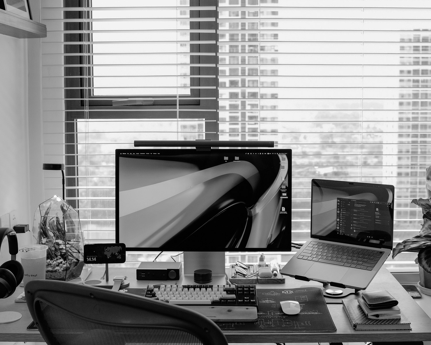 Cozy and organized home office setup.