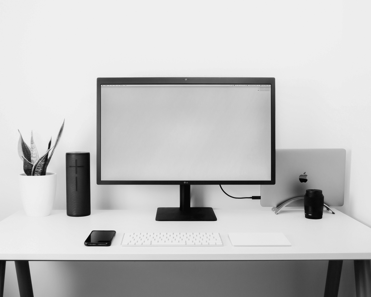 black and white iMac