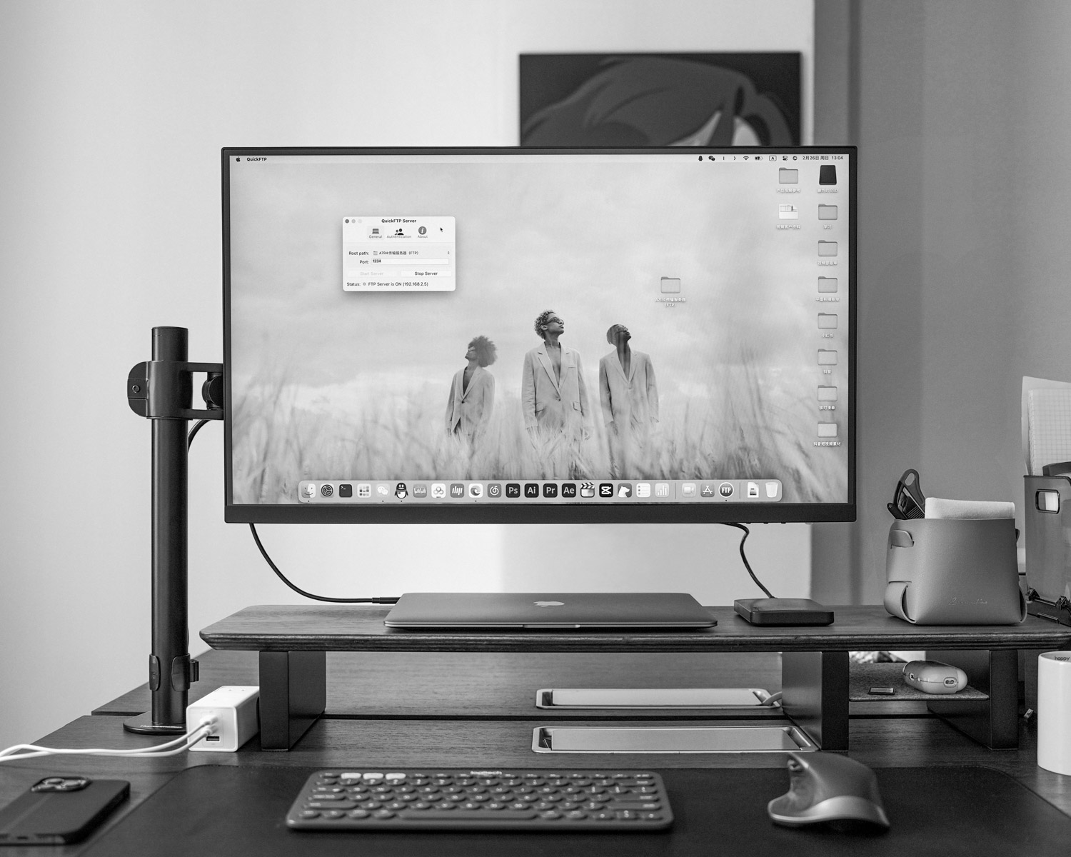 a computer monitor sitting on top of a desk