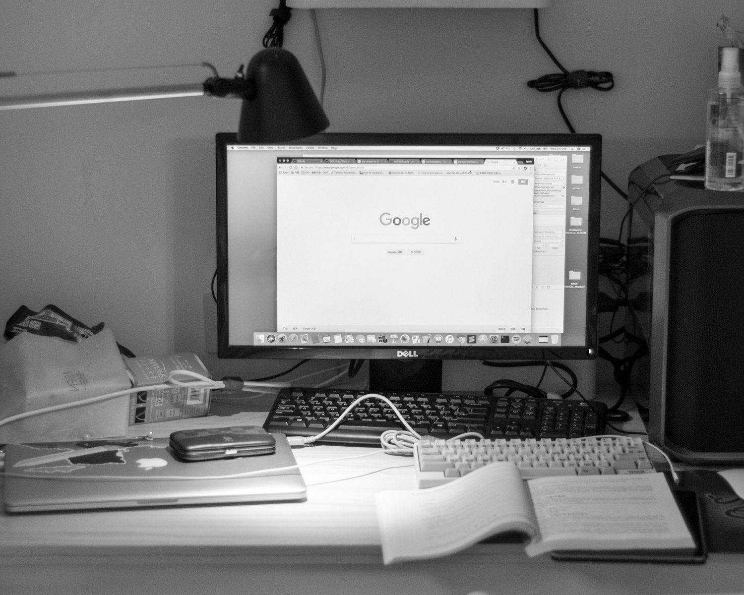 a computer on a desk